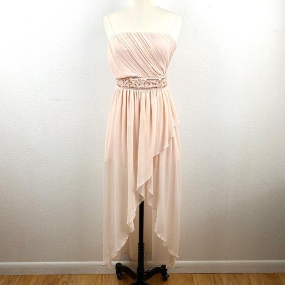 Forever 21 Pale Pink Formal Maxi Party Dress Small Whimsy Fairy Grecian Prom - Picture 1 of 13